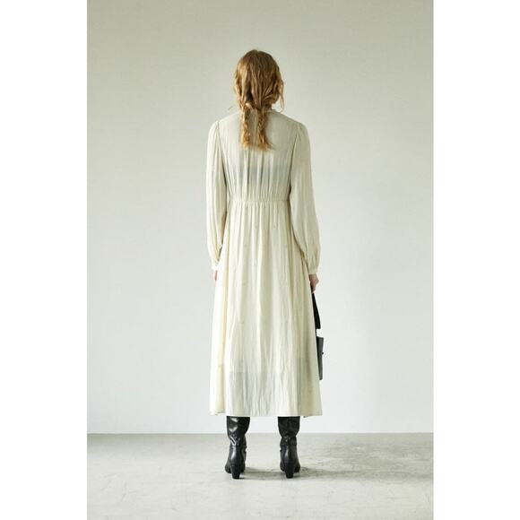 Moussy Embroidery Satin Long Dress - M Ivory - Picture 3 of 4